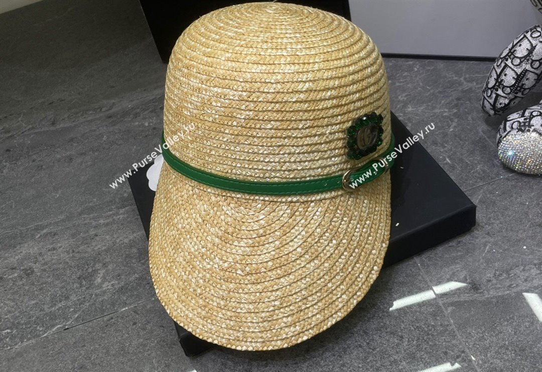 Gucci Straw Hat with Crystals GG Green 2024 0301 (MAO-240301122)