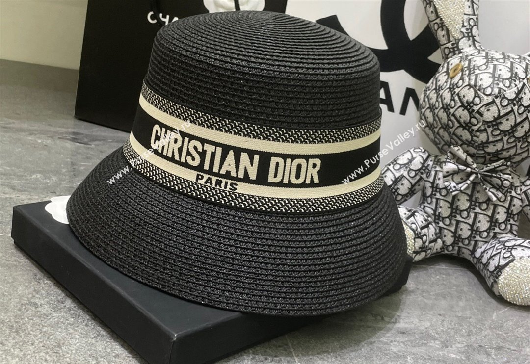 Dior Straw Bucket Hat Black 2 2024 0301 (MAO-240301140)
