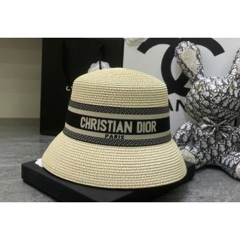 Dior Straw Bucket Hat Beige/Black 2024 0301 (MAO-240301143)