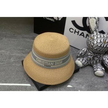Dior Straw Bucket Hat Gold/Grey 2024 0301 (MAO-240301146)