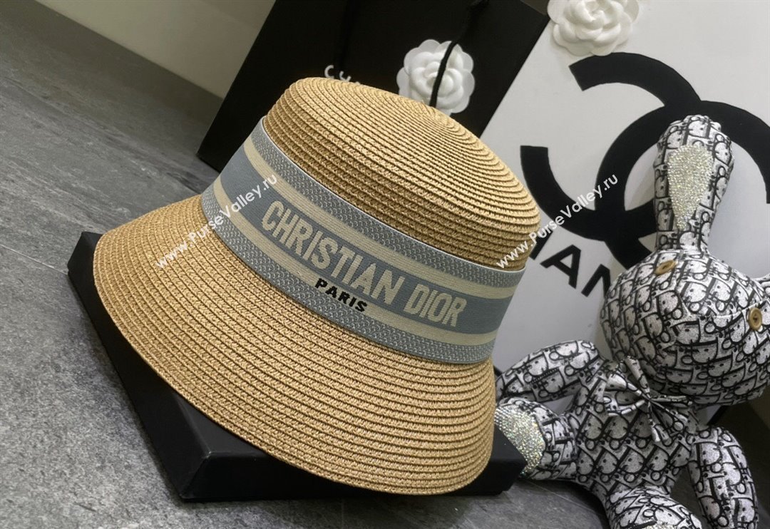 Dior Straw Bucket Hat Gold/Grey 2024 0301 (MAO-240301146)