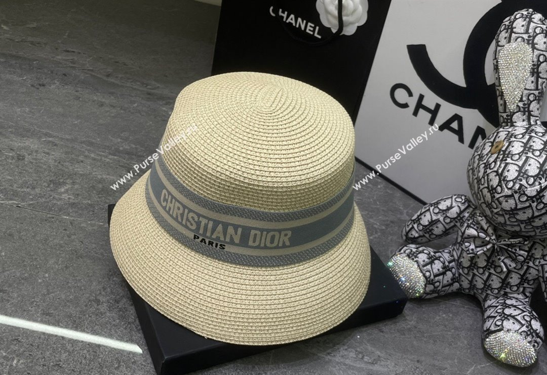 Dior Straw Bucket Hat Beige/Grey 2024 0301 (MAO-240301147)