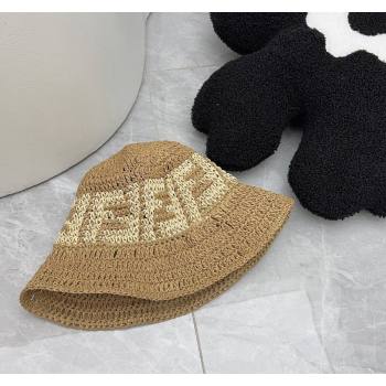 Fendi FF Straw Bucket Hat Gold 2024 0302 (MAO-240302006)