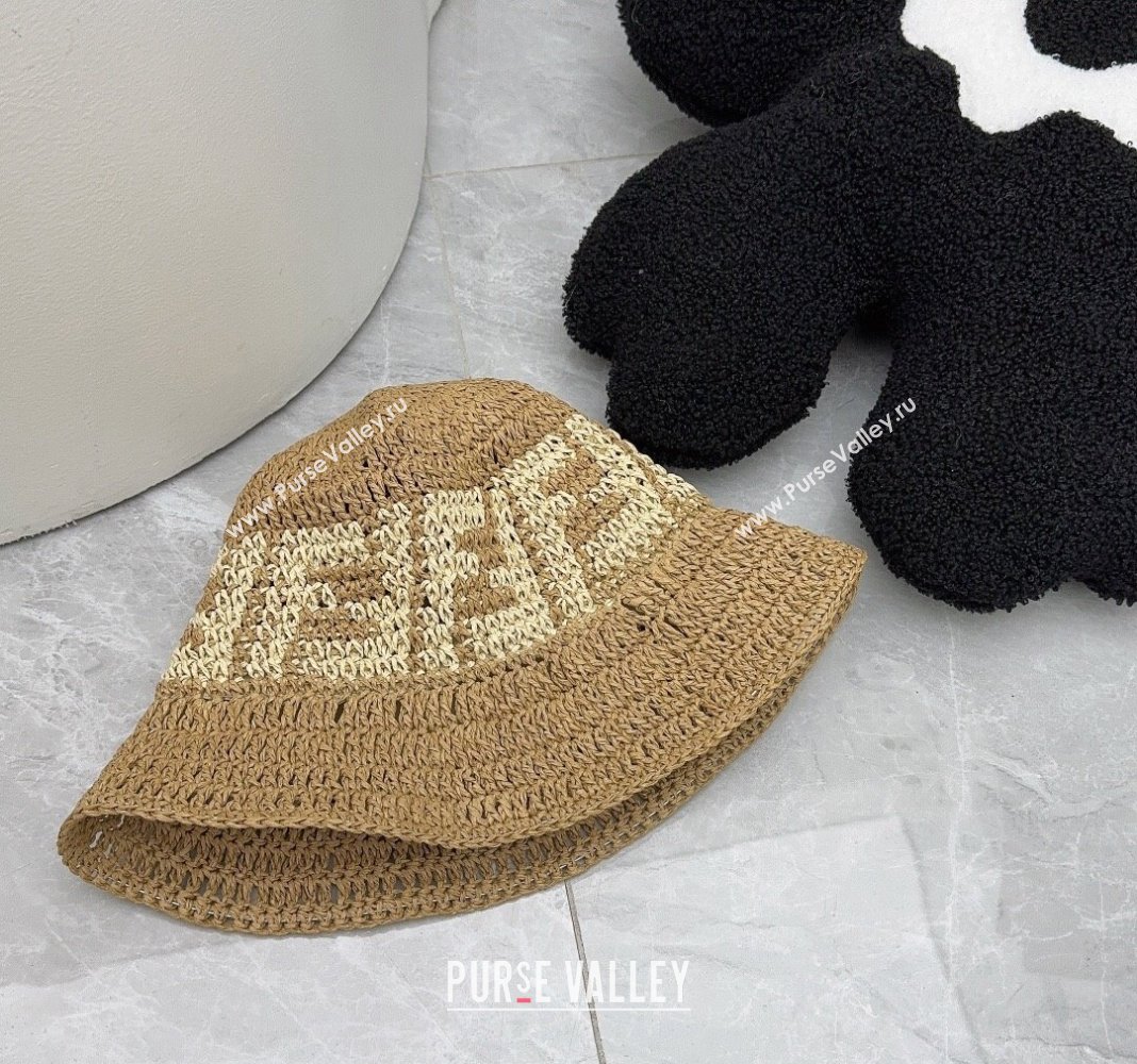 Fendi FF Straw Bucket Hat Gold 2024 0302 (MAO-240302006)