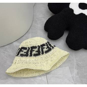 Fendi FF Straw Bucket Hat Yellow 2024 0302 (MAO-240302007)