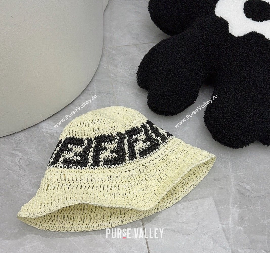 Fendi FF Straw Bucket Hat Yellow 2024 0302 (MAO-240302007)