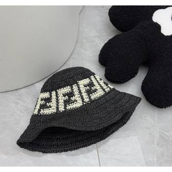Fendi FF Straw Bucket Hat Black 2024 0302 (MAO-240302008)