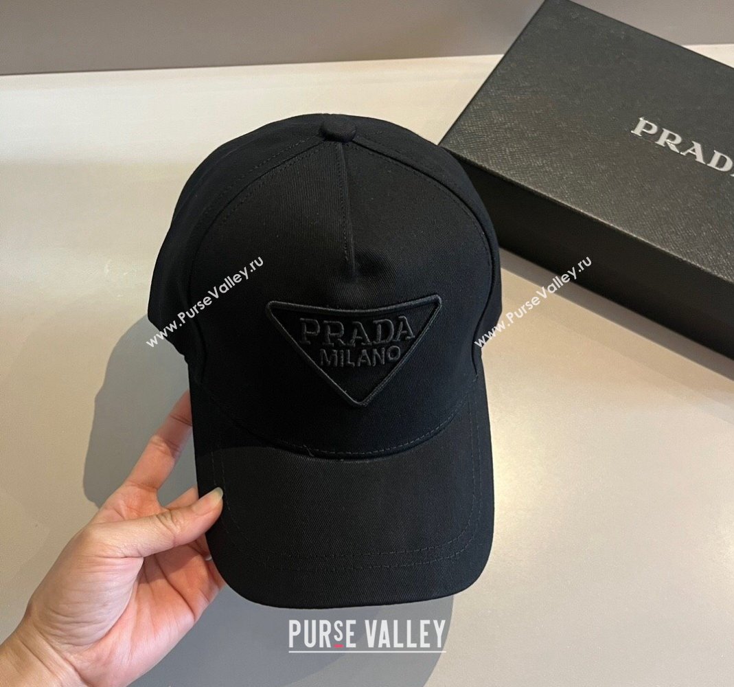 Prada Canvas Baseball Hat Black 2024 0302 (A-240302040)