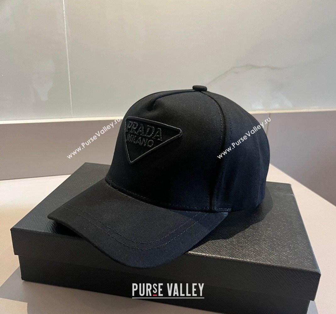 Prada Canvas Baseball Hat Black 2024 0302 (A-240302040)