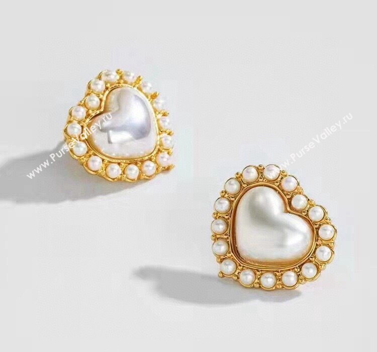 Bottega Veneta Pearls Heart Stud Earrings 2024 0301 (YF-240301054)