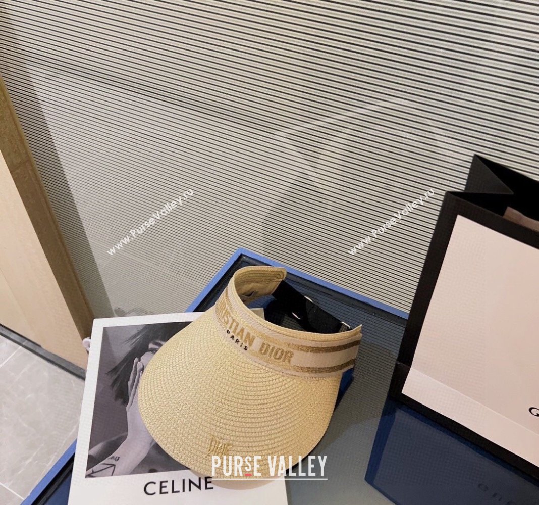 Dior Straw Visor Hat with Signature Beige 2024 0302 (A-240302052)