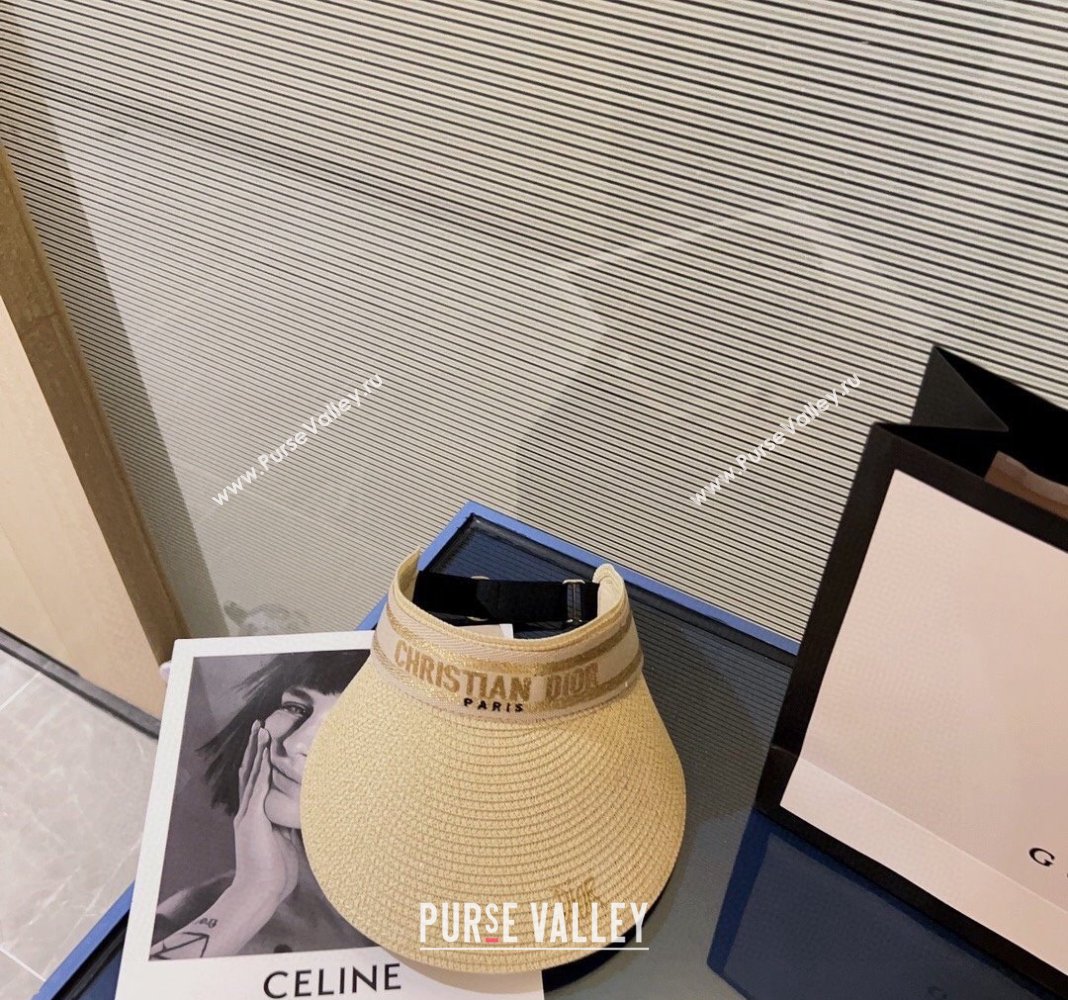 Dior Straw Visor Hat with Signature Beige 2024 0302 (A-240302052)