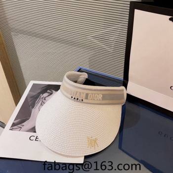 Dior Straw Visor Hat with Signature White 2024 0302 (A-240302053)