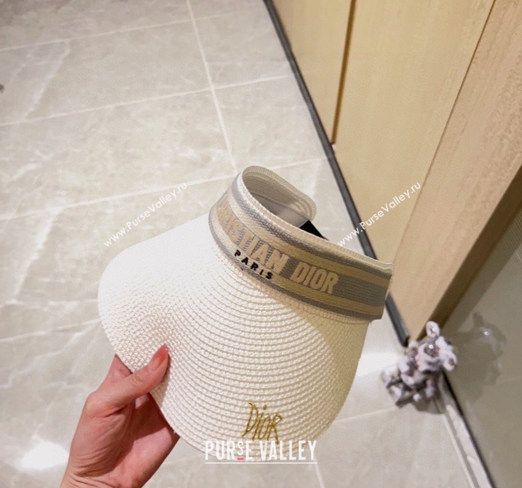 Dior Straw Visor Hat with Signature White 2024 0302 (A-240302053)