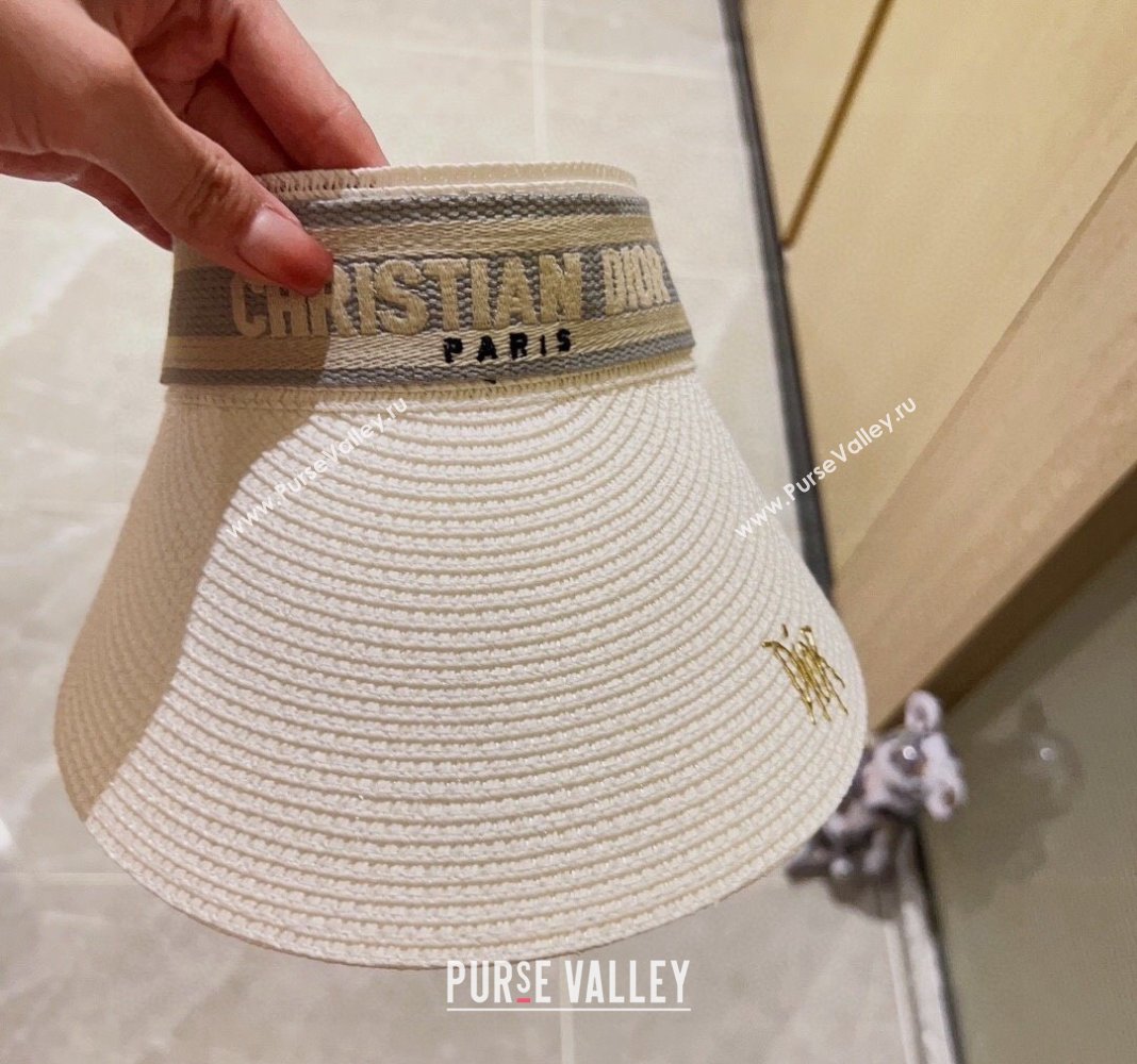 Dior Straw Visor Hat with Signature White 2024 0302 (A-240302053)