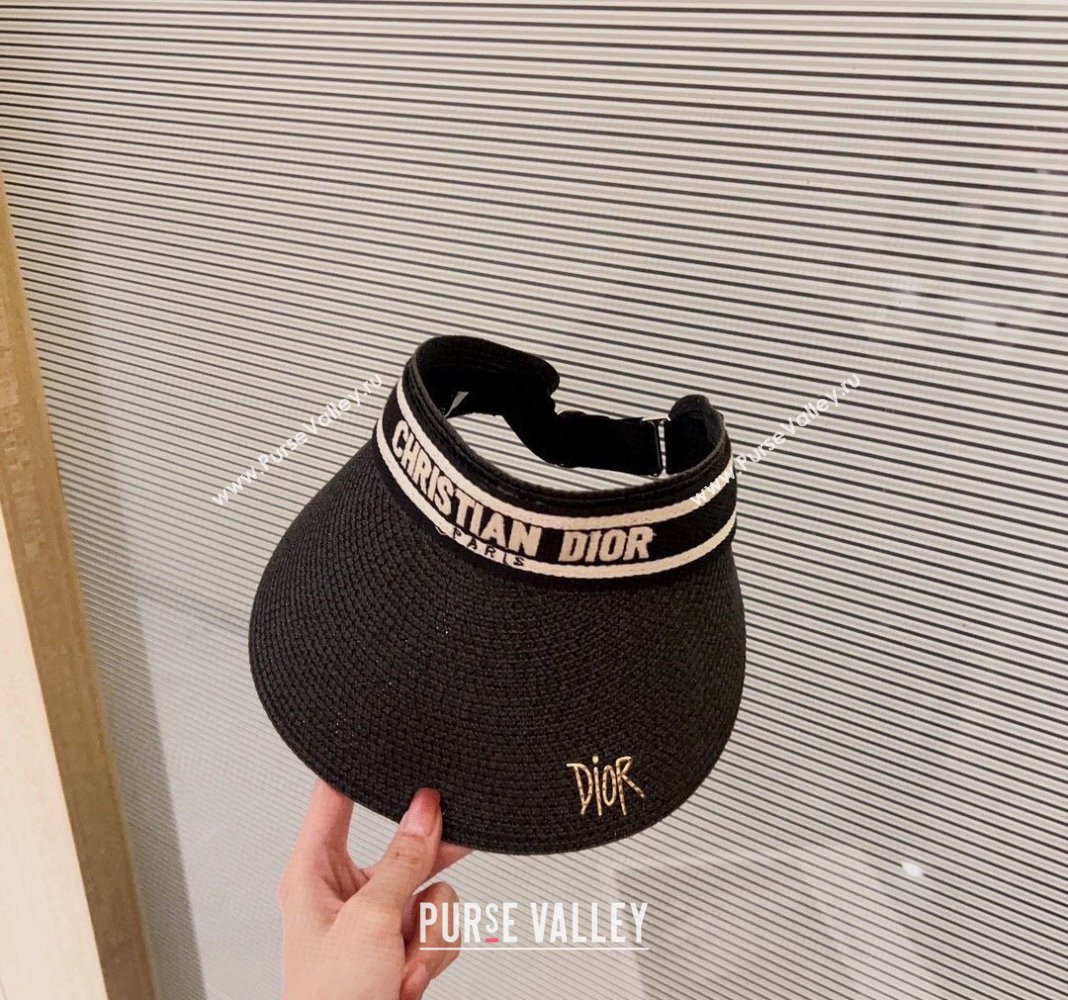 Dior Straw Visor Hat with Signature Black 2024 0302 (A-240302054)