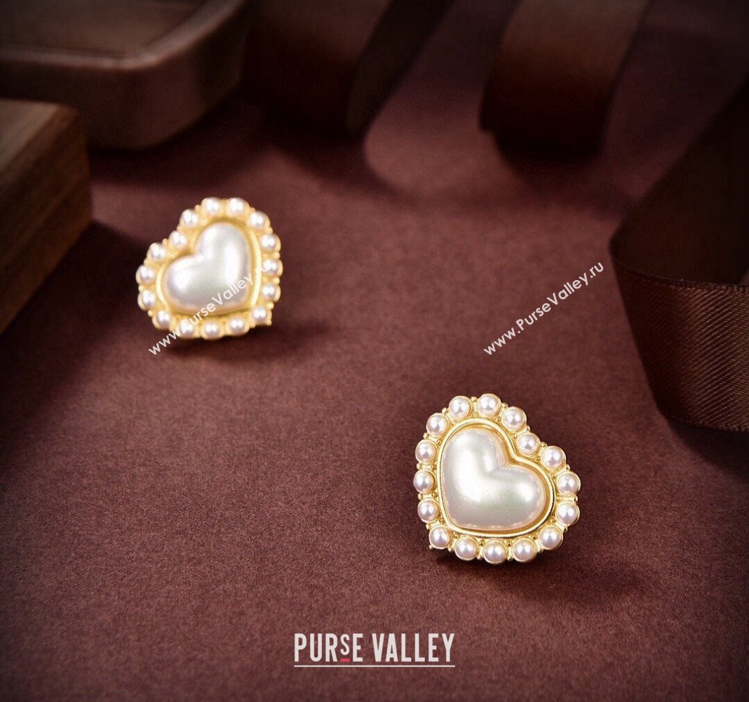 Bottega Veneta Pearls Heart Stud Earrings 2024 0301 (YF-240301054)