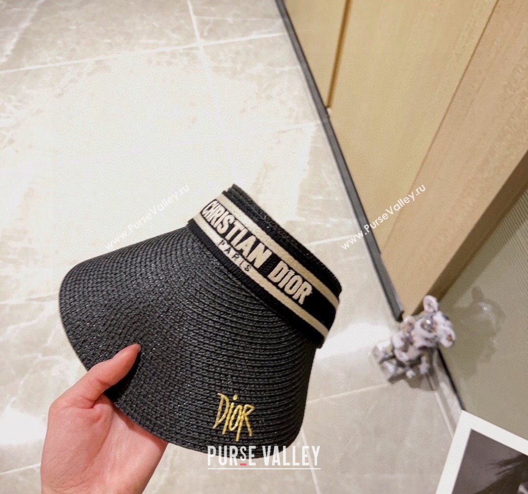 Dior Straw Visor Hat with Signature Black 2024 0302 (A-240302054)