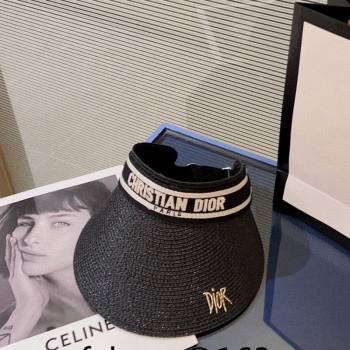 Dior Straw Visor Hat with Signature Black 2024 0302 (A-240302054)