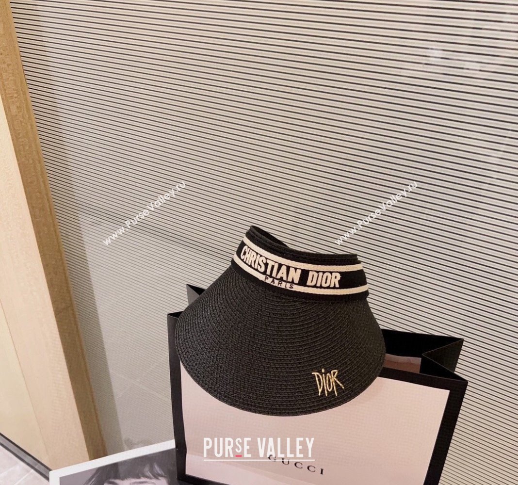 Dior Straw Visor Hat with Signature Black 2024 0302 (A-240302054)