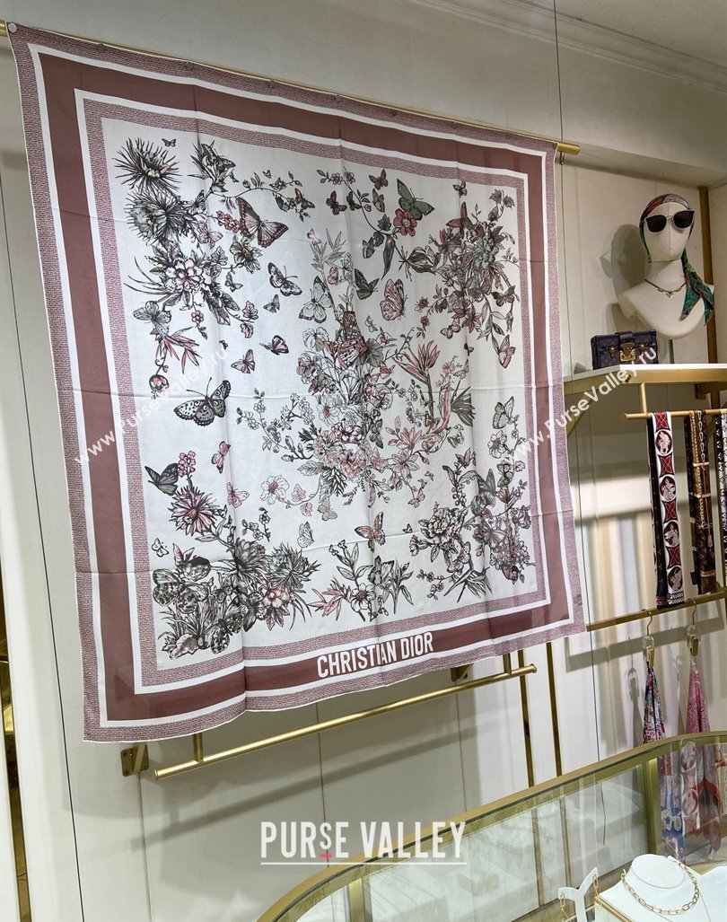 Dior Butterfly Silk Sqaure Scarf 140x140cm Dark Brown 2024 0304 (A-240304058)