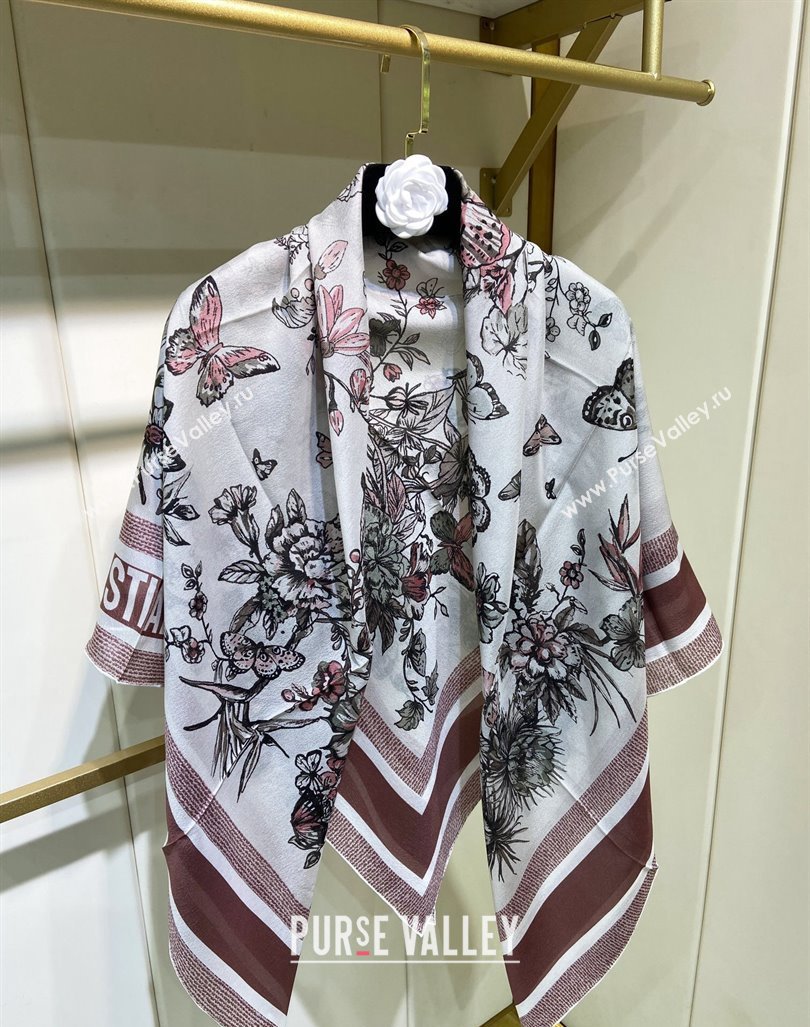 Dior Butterfly Silk Sqaure Scarf 140x140cm Dark Brown 2024 0304 (A-240304058)