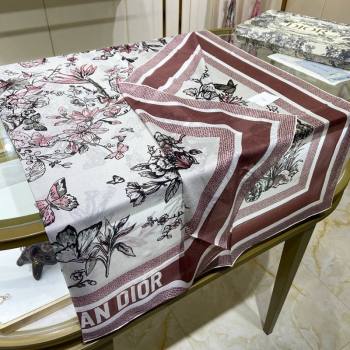 Dior Butterfly Silk Sqaure Scarf 140x140cm Dark Brown 2024 0304 (A-240304058)