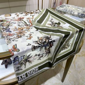 Dior Butterfly Silk Sqaure Scarf 140x140cm Green 2024 0304 (A-240304059)