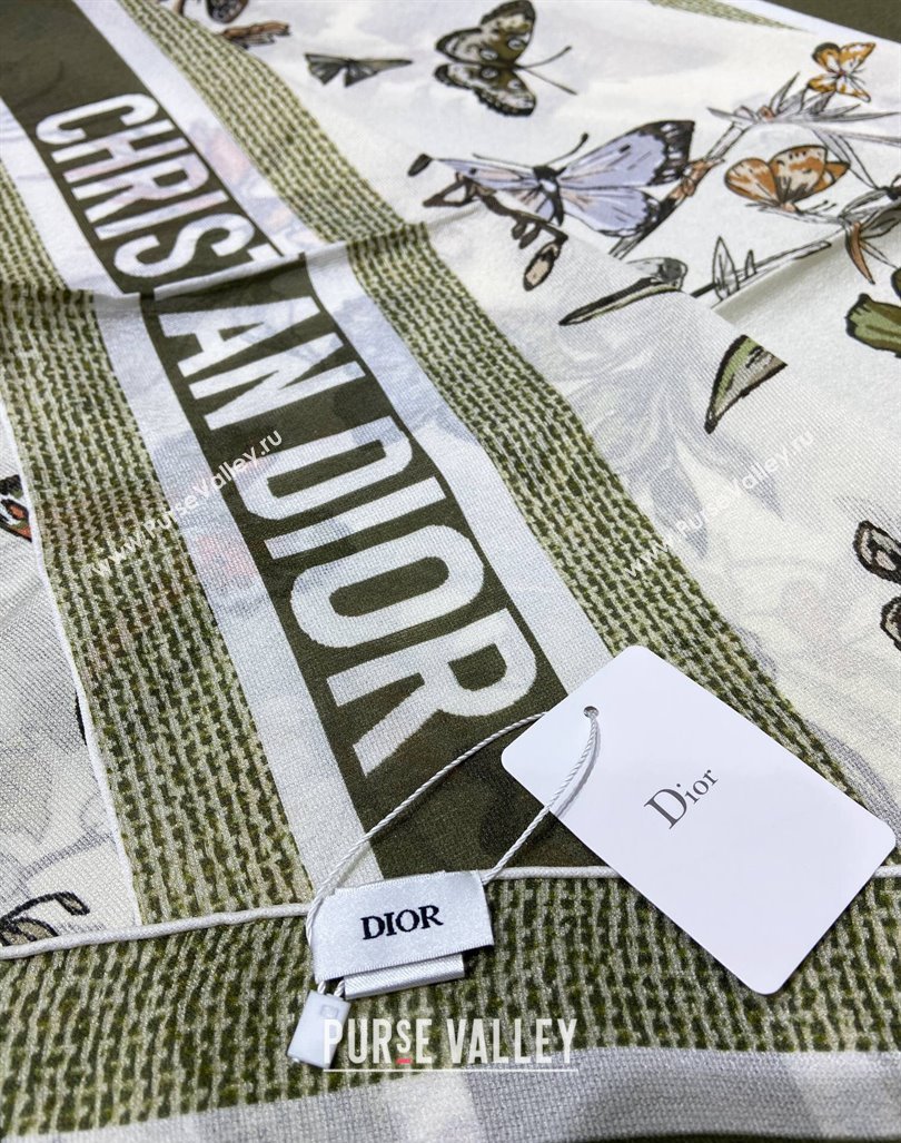 Dior Butterfly Silk Sqaure Scarf 140x140cm Green 2024 0304 (A-240304059)