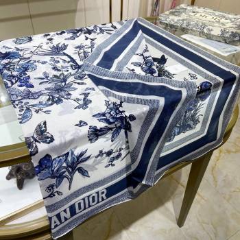 Dior Butterfly Silk Sqaure Scarf 140x140cm Blue 2024 0304 (A-240304060)
