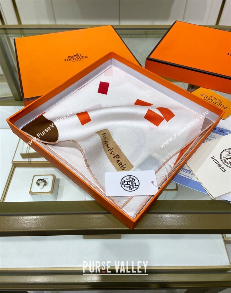 Hermes Just Married Silk Sqaure Scarf 90x90cm White 2024 0130 (A-240304061)