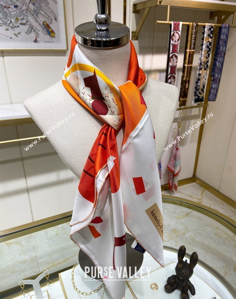 Hermes Just Married Silk Sqaure Scarf 90x90cm White 2024 0130 (A-240304061)