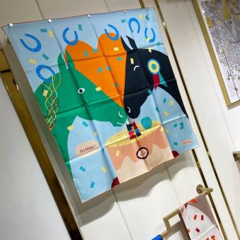 Hermes Just Married Silk Sqaure Scarf 90x90cm Light Blue 2024 0130 (A-240304062)