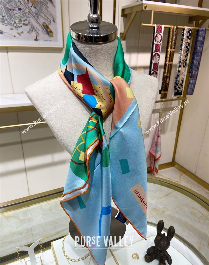 Hermes Just Married Silk Sqaure Scarf 90x90cm Light Blue 2024 0130 (A-240304062)