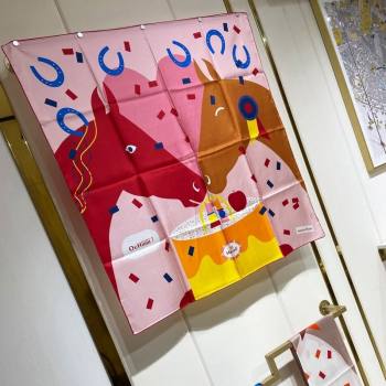 Hermes Just Married Silk Sqaure Scarf 90x90cm Pink 2024 0130 (A-240304063)