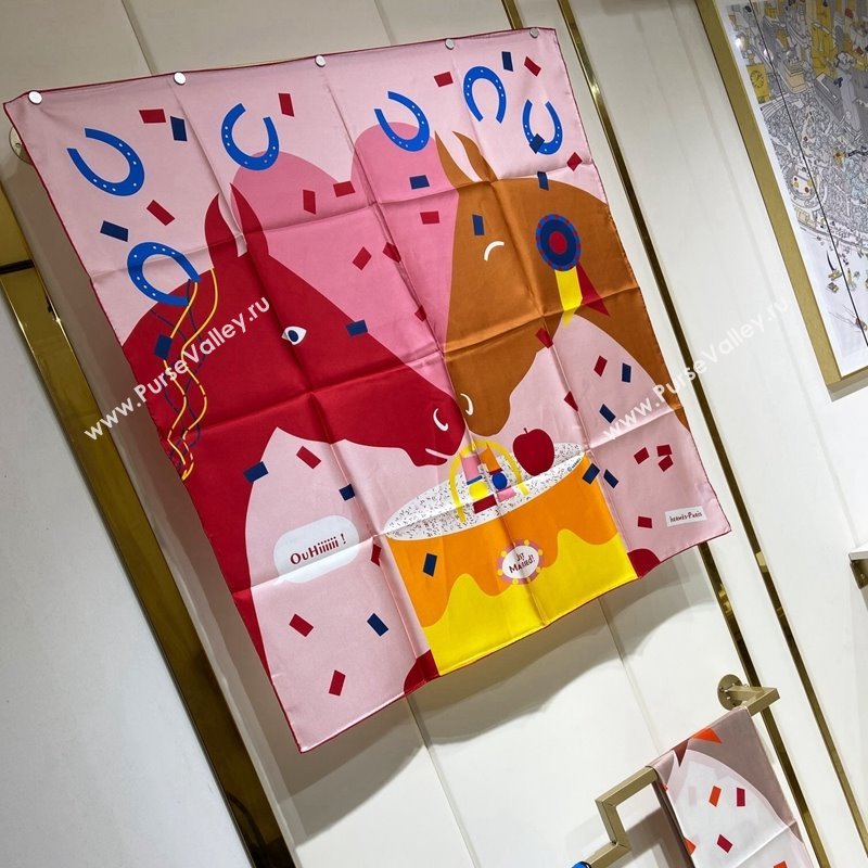 Hermes Just Married Silk Sqaure Scarf 90x90cm Pink 2024 0130 (A-240304063)