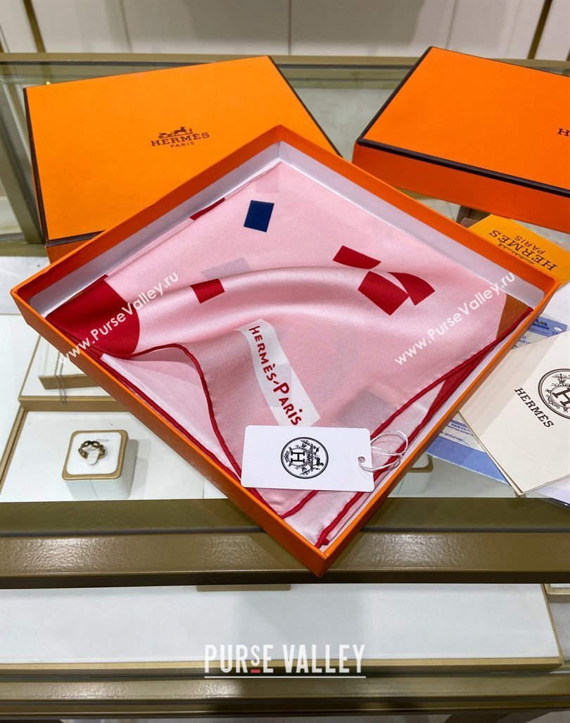 Hermes Just Married Silk Sqaure Scarf 90x90cm Pink 2024 0130 (A-240304063)