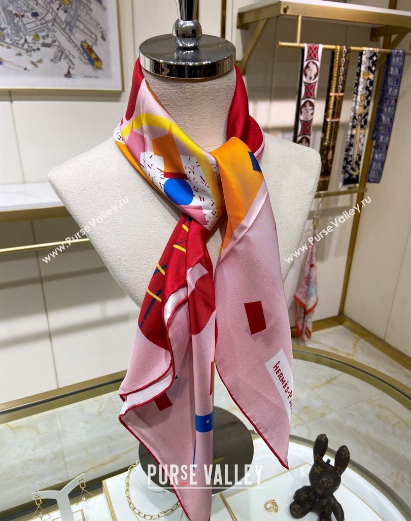 Hermes Just Married Silk Sqaure Scarf 90x90cm Pink 2024 0130 (A-240304063)