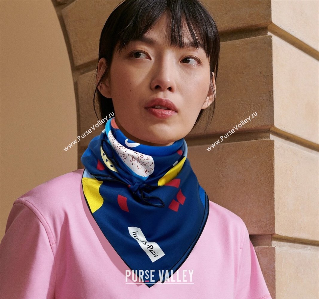 Hermes Just Married Silk Sqaure Scarf 90x90cm Navy Blue 2024 0130 (A-240304064)