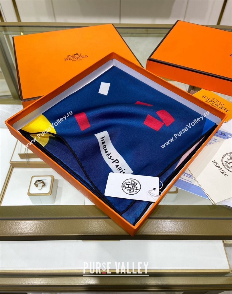 Hermes Just Married Silk Sqaure Scarf 90x90cm Navy Blue 2024 0130 (A-240304064)