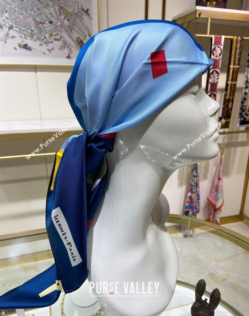 Hermes Just Married Silk Sqaure Scarf 90x90cm Navy Blue 2024 0130 (A-240304064)