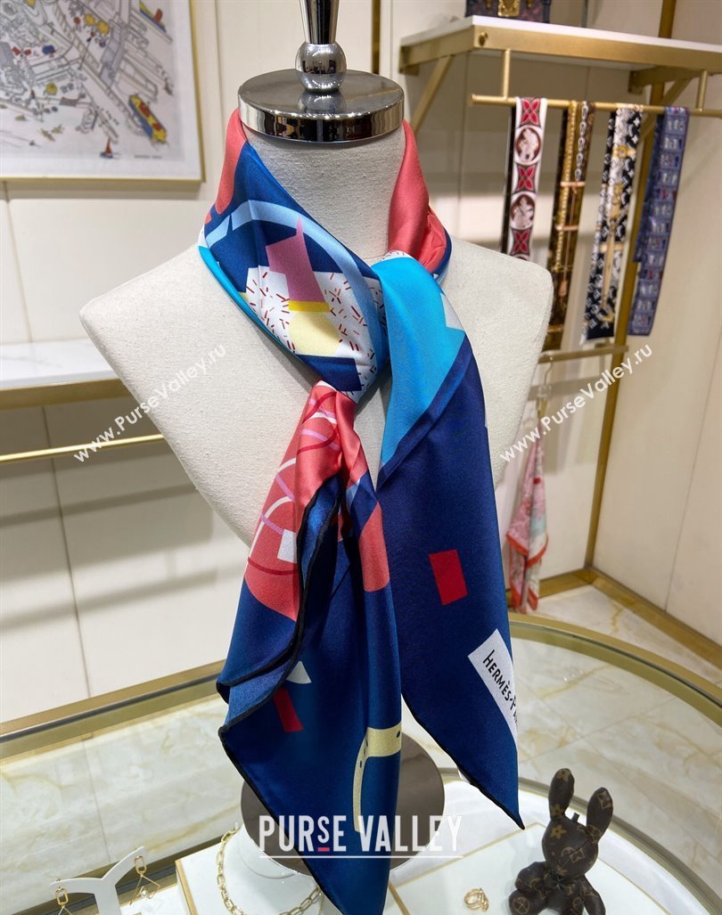 Hermes Just Married Silk Sqaure Scarf 90x90cm Navy Blue 2024 0130 (A-240304064)