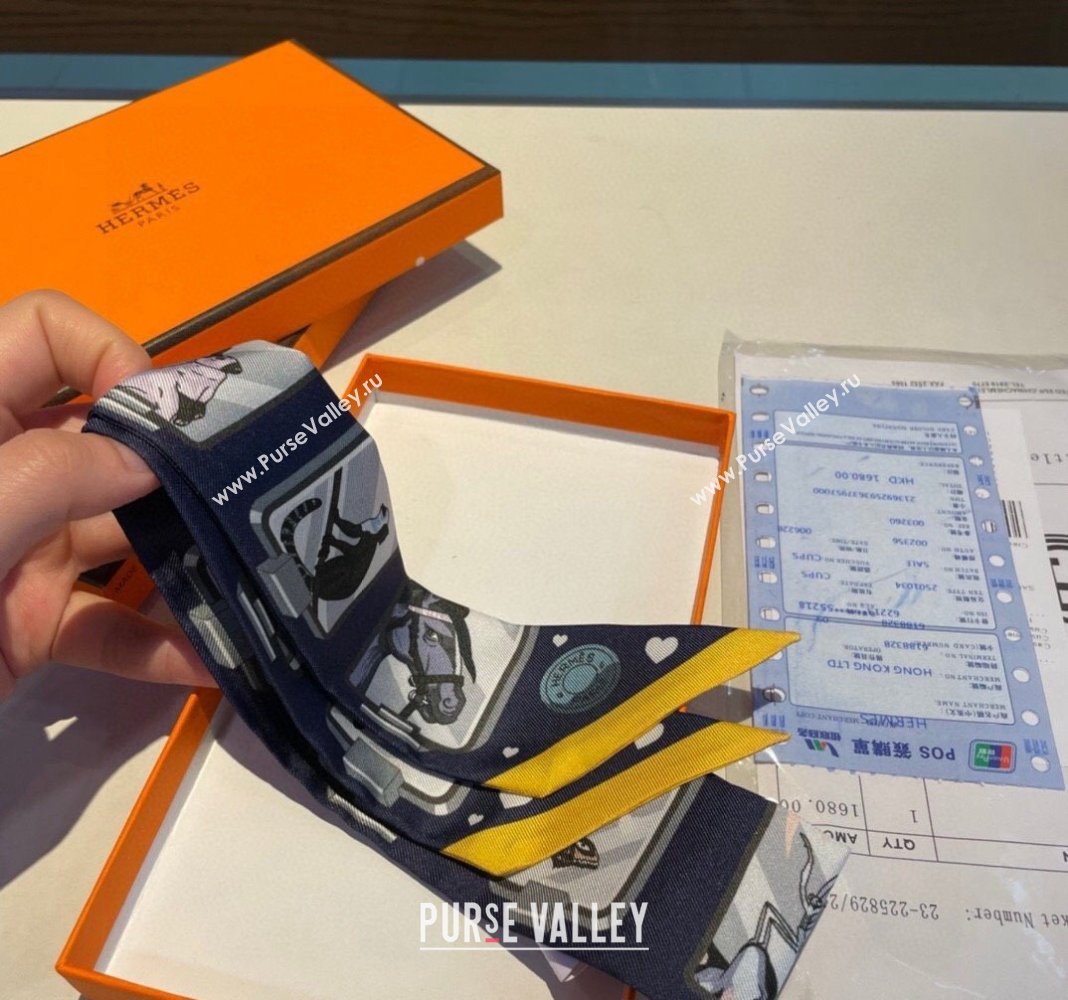 Hermes Story Twilly Silk Bandeau Scarf 5x86cm Yellow 2024 0304 (A-240304073)