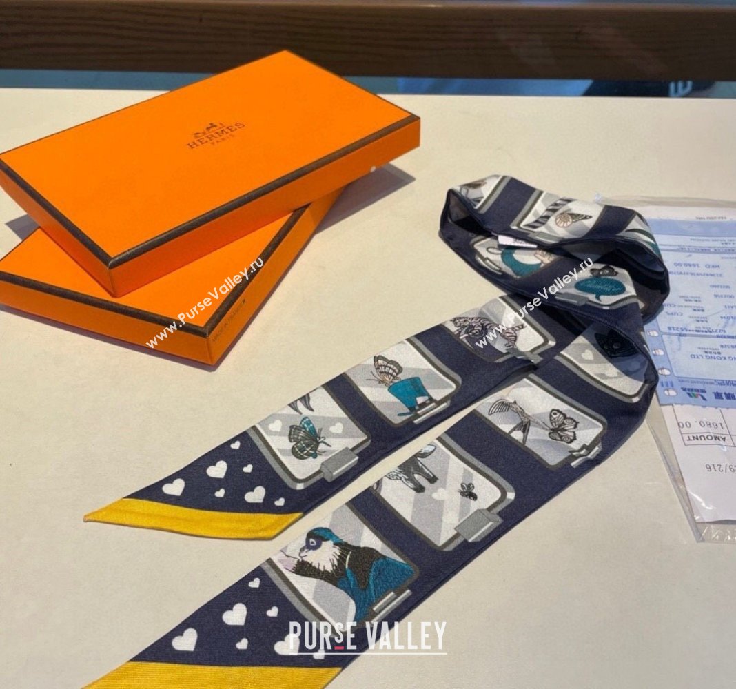 Hermes Story Twilly Silk Bandeau Scarf 5x86cm Yellow 2024 0304 (A-240304073)