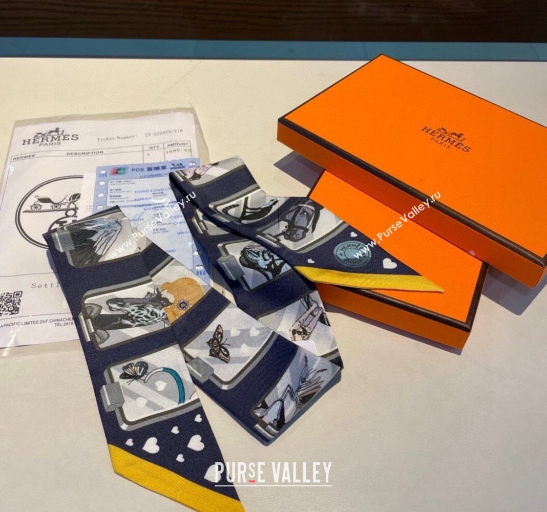 Hermes Story Twilly Silk Bandeau Scarf 5x86cm Yellow 2024 0304 (A-240304073)