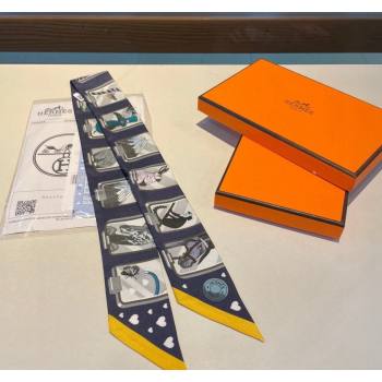 Hermes Story Twilly Silk Bandeau Scarf 5x86cm Yellow 2024 0304 (A-240304073)