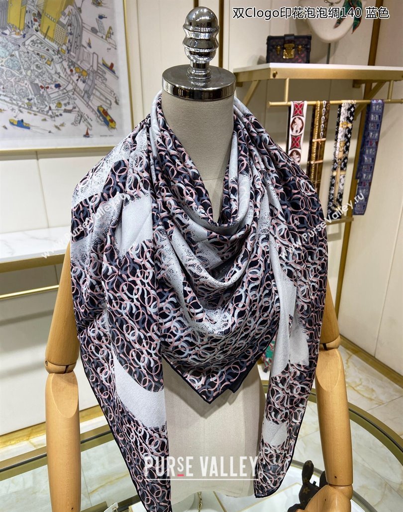 Chanel CC Silk Sqaure Scarf 90x90cm Black 2024 0304 (A-240304079)