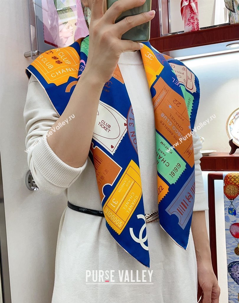 Chanel Logo Silk Sqaure Scarf 90x90cm White 2024 0305 (A-240304087)