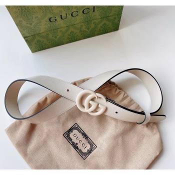 Gucci Leather Belt 3cm with GG Buckle All White 2024 0302 (99-240302062)