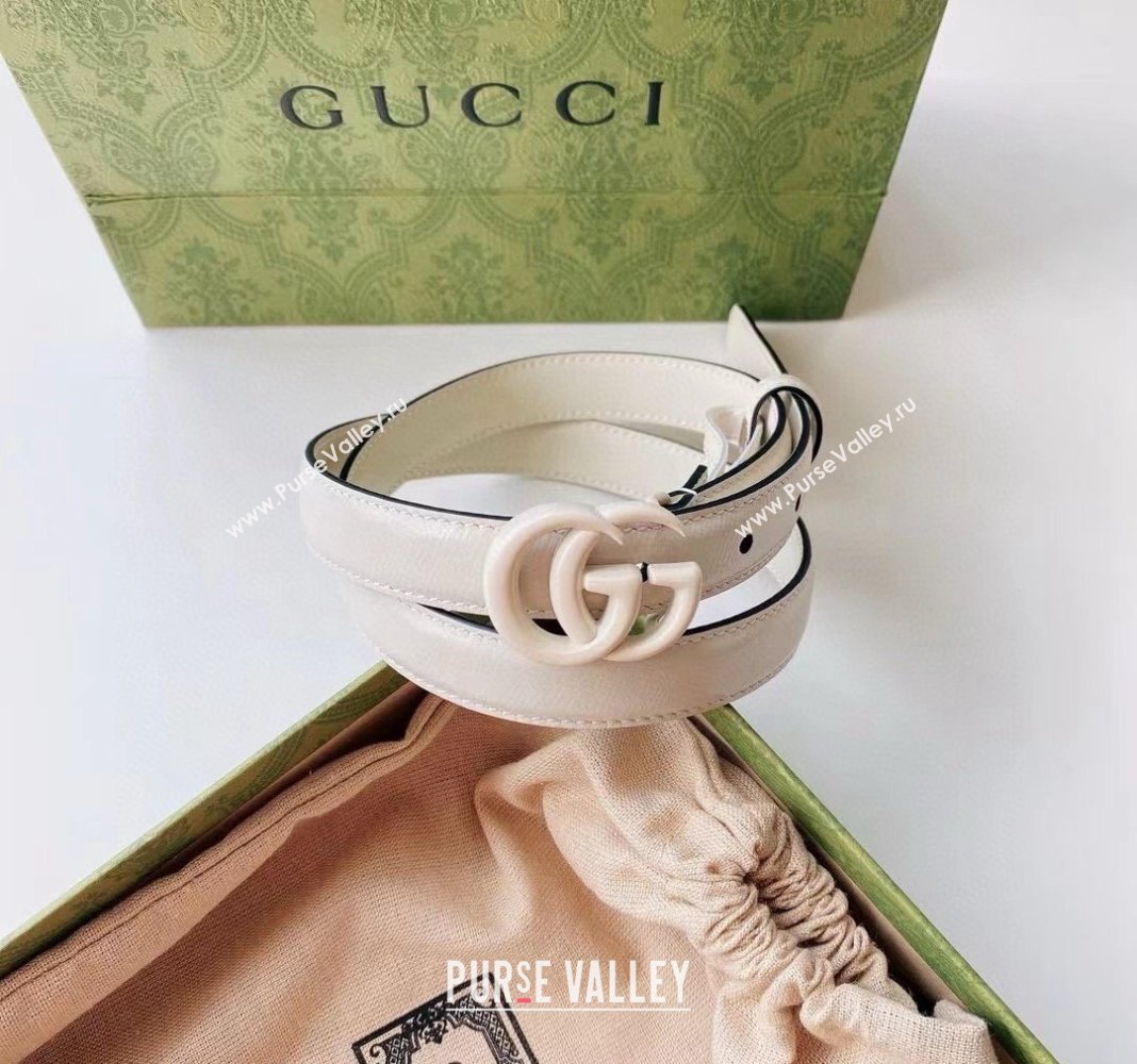 Gucci Leather Belt 2cm with GG Buckle All White 2024 0302 (99-240302063)